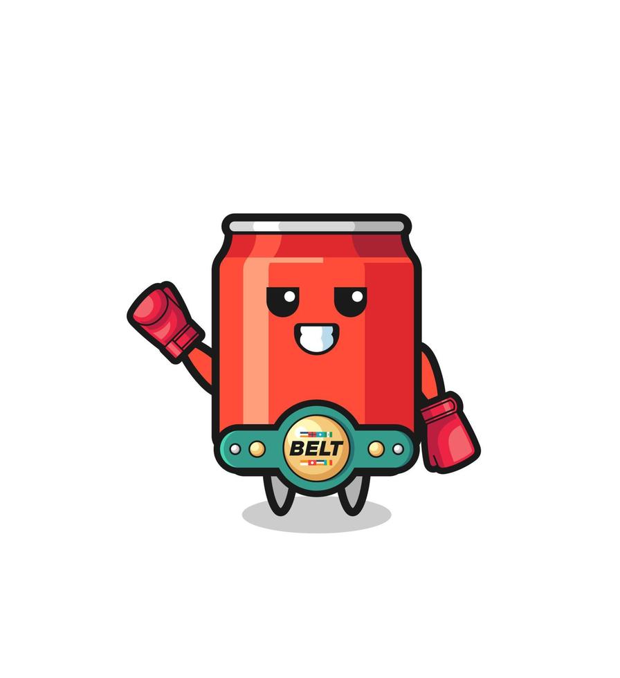 personagem de mascote boxer lata de bebida vetor