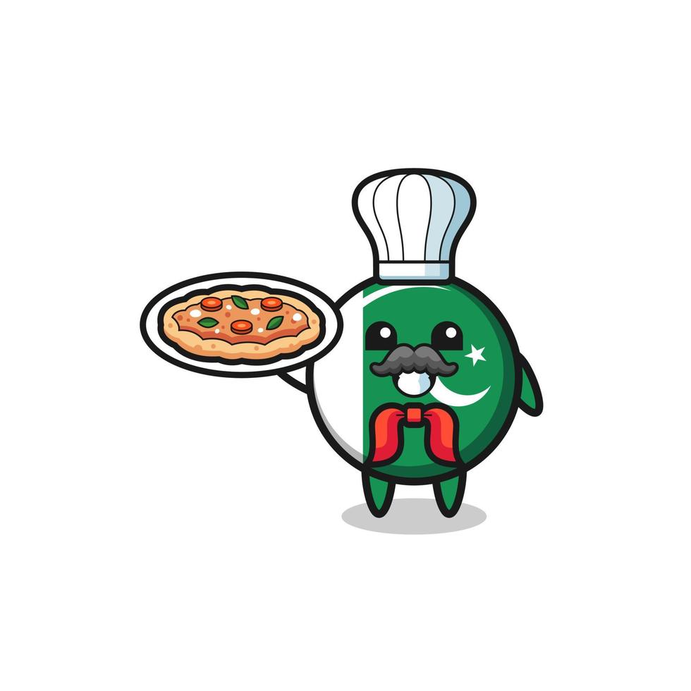 personagem de bandeira do Paquistão como mascote do chef italiano vetor