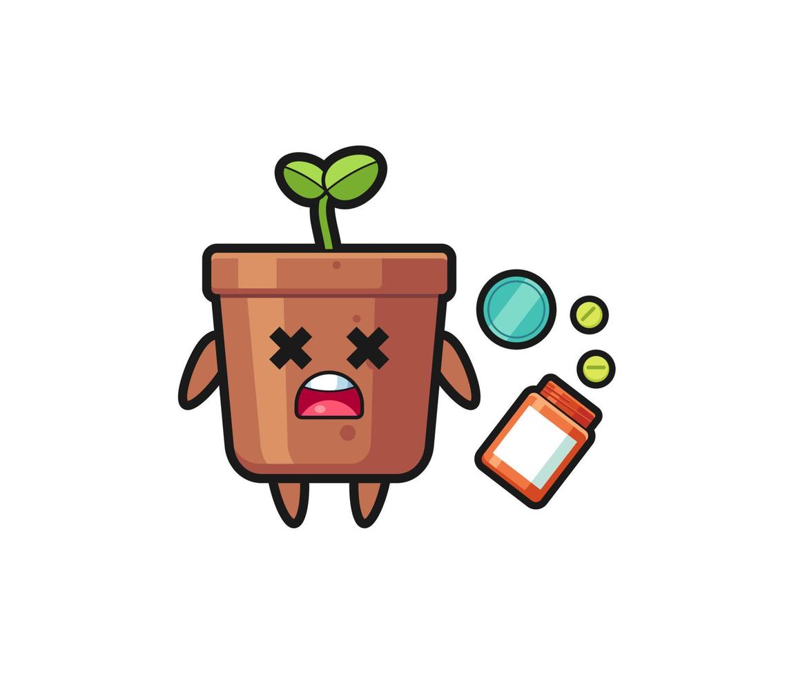 ilustração do personagem de vaso de planta de overdose vetor