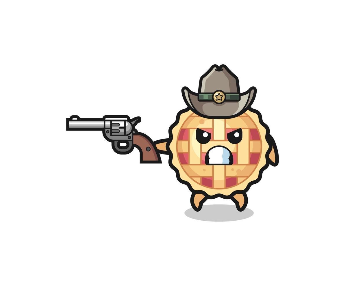 o cowboy de torta de maçã atirando com uma arma vetor