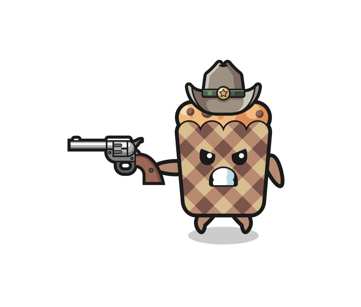 o cowboy muffin atirando com uma arma vetor