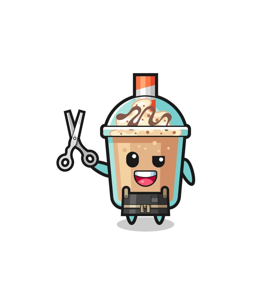 personagem de milkshake como mascote de barbearia vetor