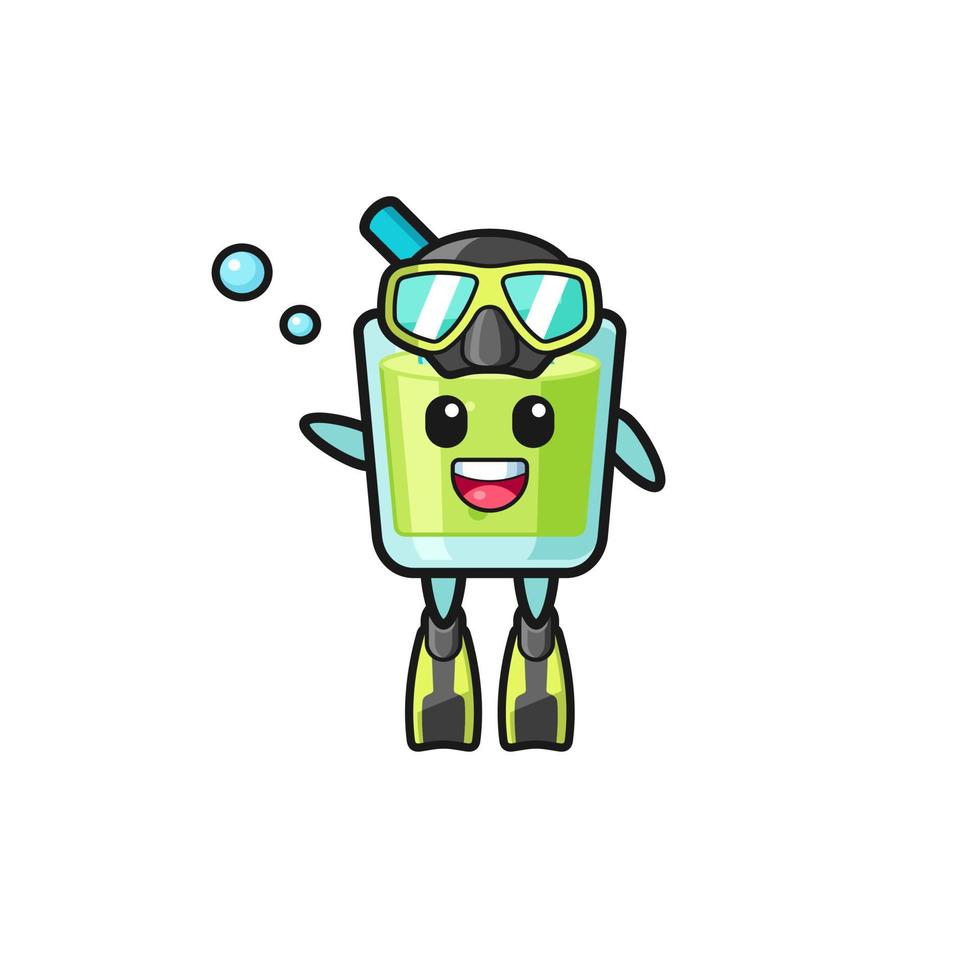 o personagem de desenho animado de mergulhador de suco de melão vetor