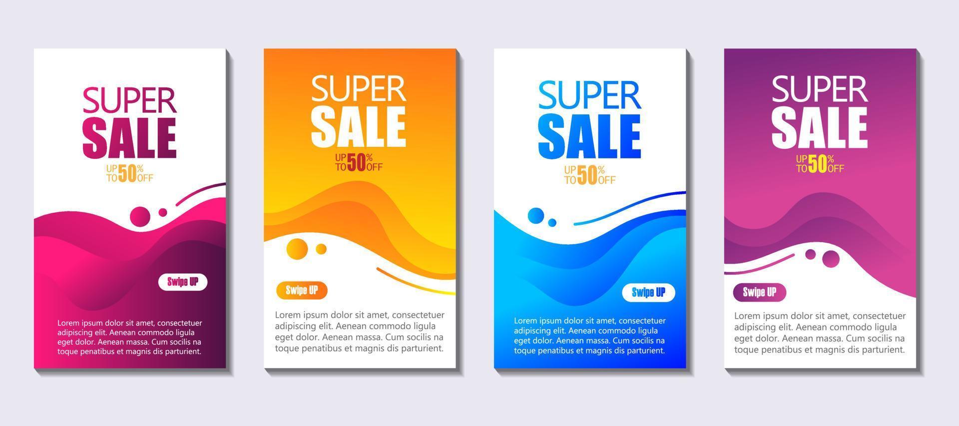 fluido moderno para design de banners de super venda, modelo de promoção de banner de desconto, fundo fluido abstrato vetor