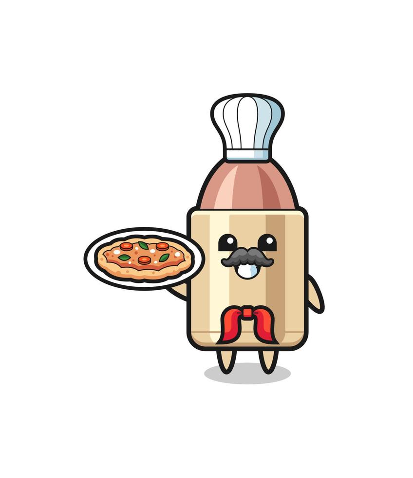 personagem de bala como mascote do chef italiano vetor