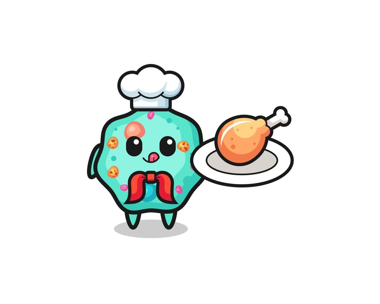 personagem de desenho animado chef de frango frito ameba vetor