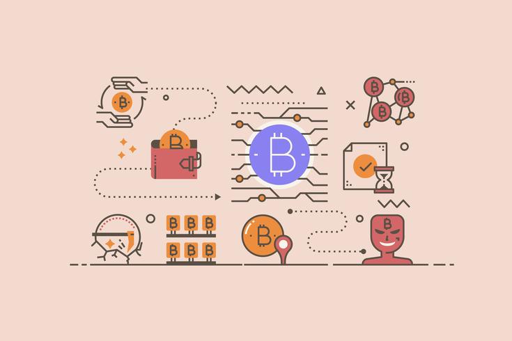 Ilustração do conceito de criptomoeda vetor