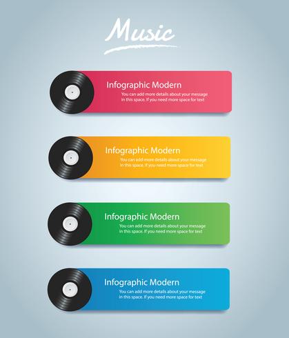 disco de vinil com vetor de fundo infográfico de maquete de capa