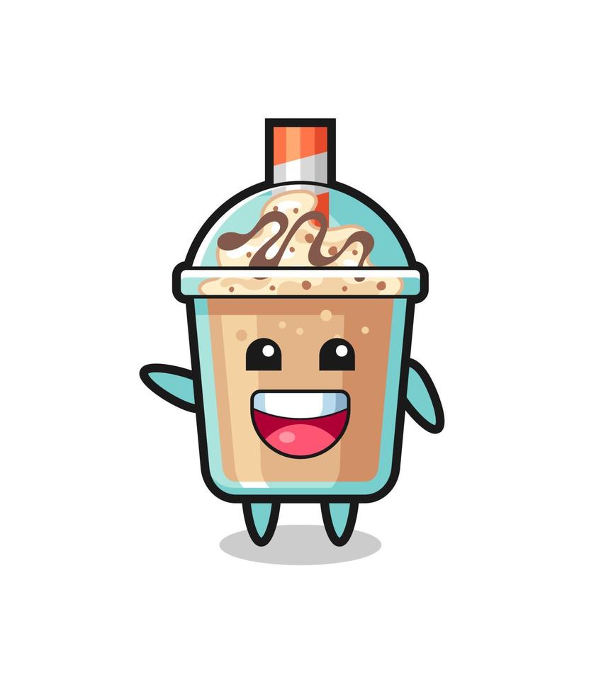 personagem de mascote fofo de milkshake feliz vetor