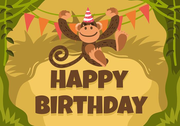 Feliz aniversário animal macaco vetor