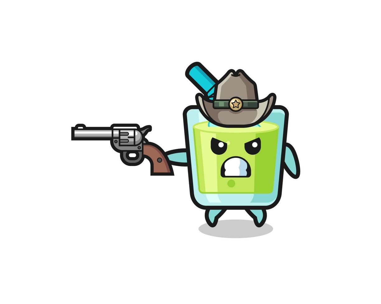 o cowboy de suco de melão atirando com uma arma vetor