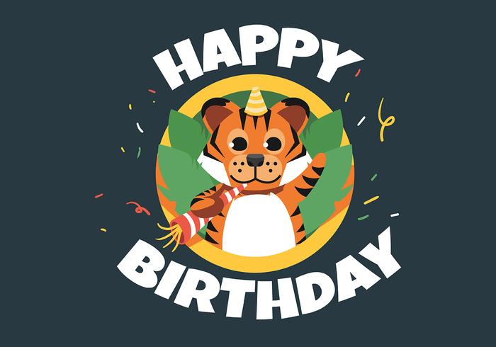 Feliz aniversário animal tigre vetor