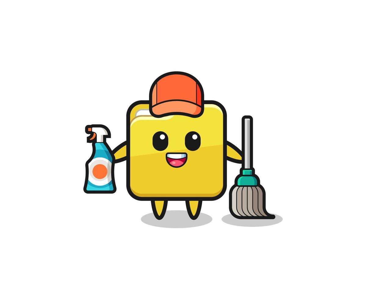 personagem de pasta fofa como mascote de serviços de limpeza vetor