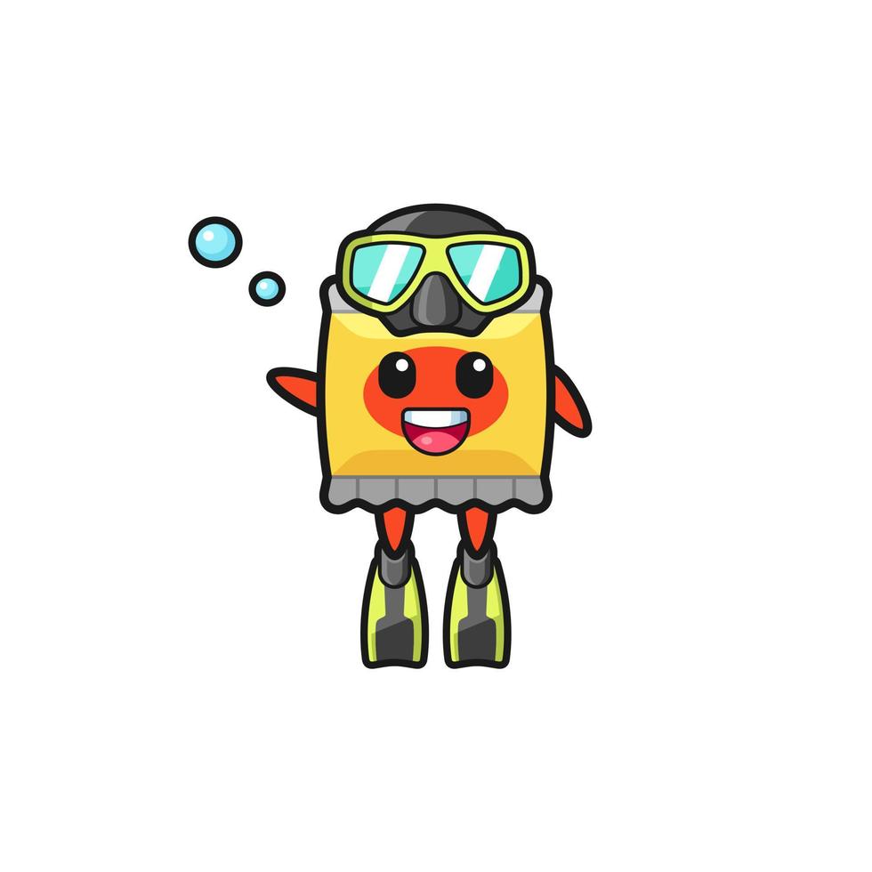 o personagem de desenho animado do mergulhador de lanche vetor