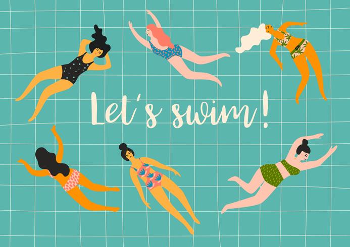 Ilustração do vetor de mulheres da natação Elemento de design