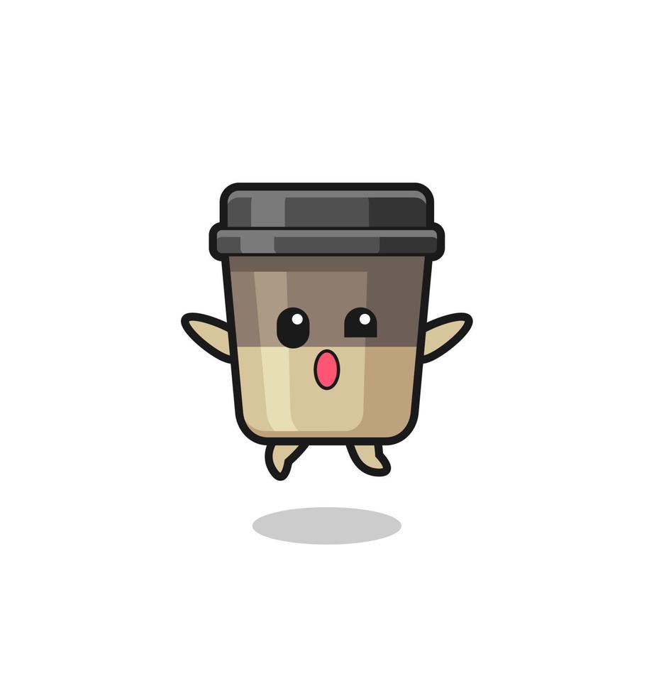 personagem de xícara de café está pulando gesto vetor