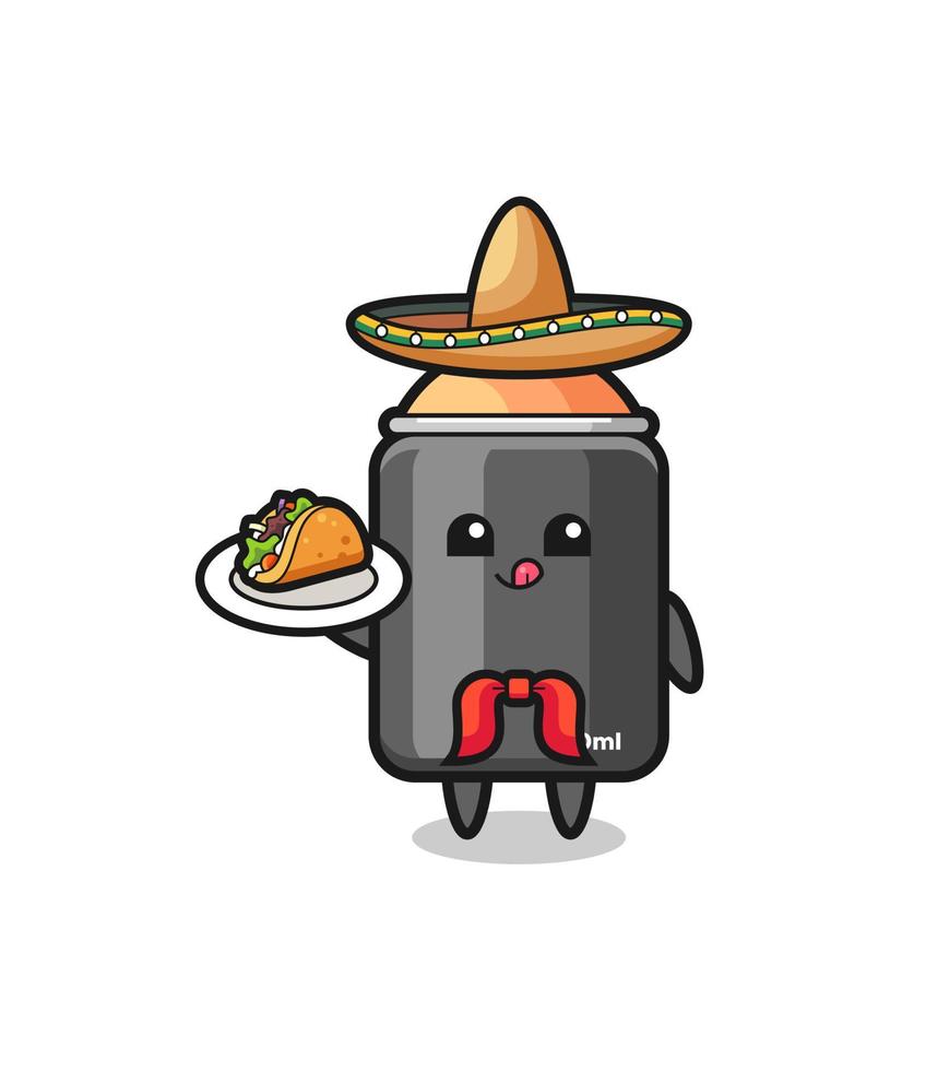 mascote chef mexicano de tinta spray segurando um taco vetor