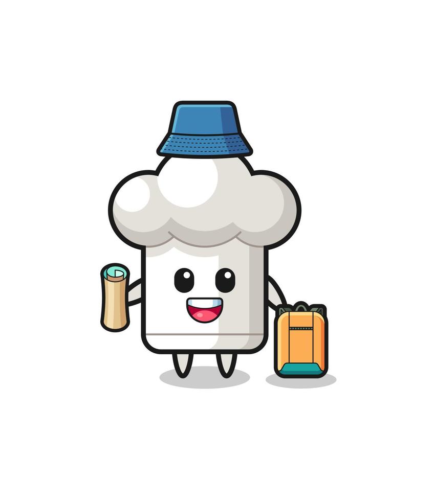 personagem de mascote de chapéu de chef como alpinista vetor