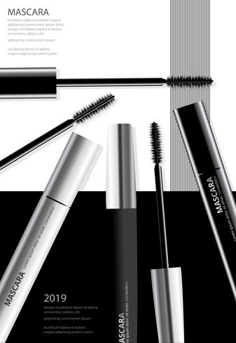 Mascara Cosmética Poster com Embalagem Ilustração vetorial vetor