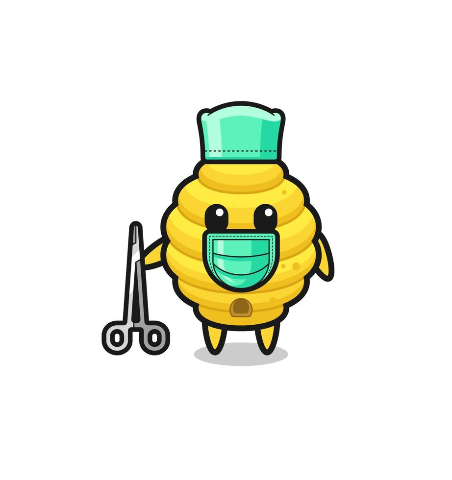 personagem de mascote de colmeia de abelha cirurgião vetor