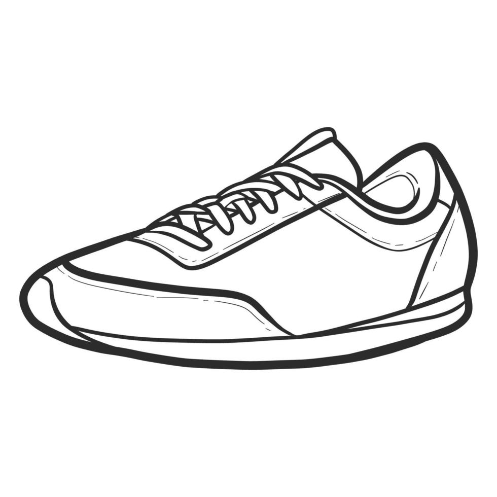 contorno de tênis desenhado à mão. desenho vetorial, tênis de linha preta. ilustração vetorial. vetor
