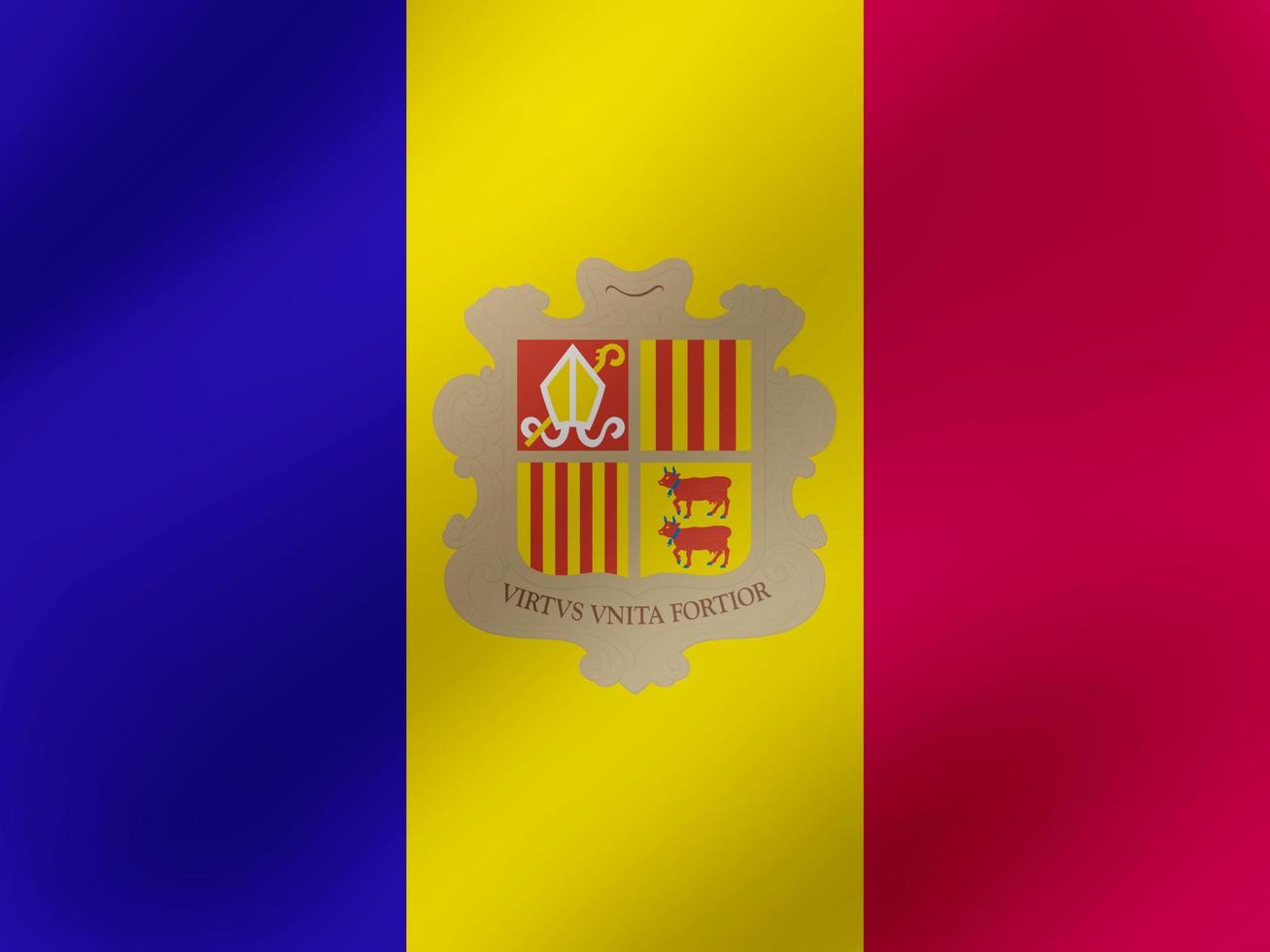 ilustração ondulada realista vetorial do design da bandeira de andorra vetor