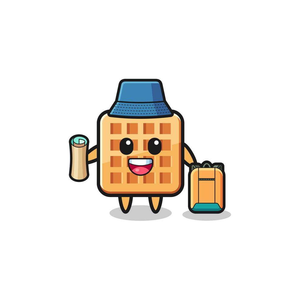 personagem de mascote de waffle como alpinista vetor