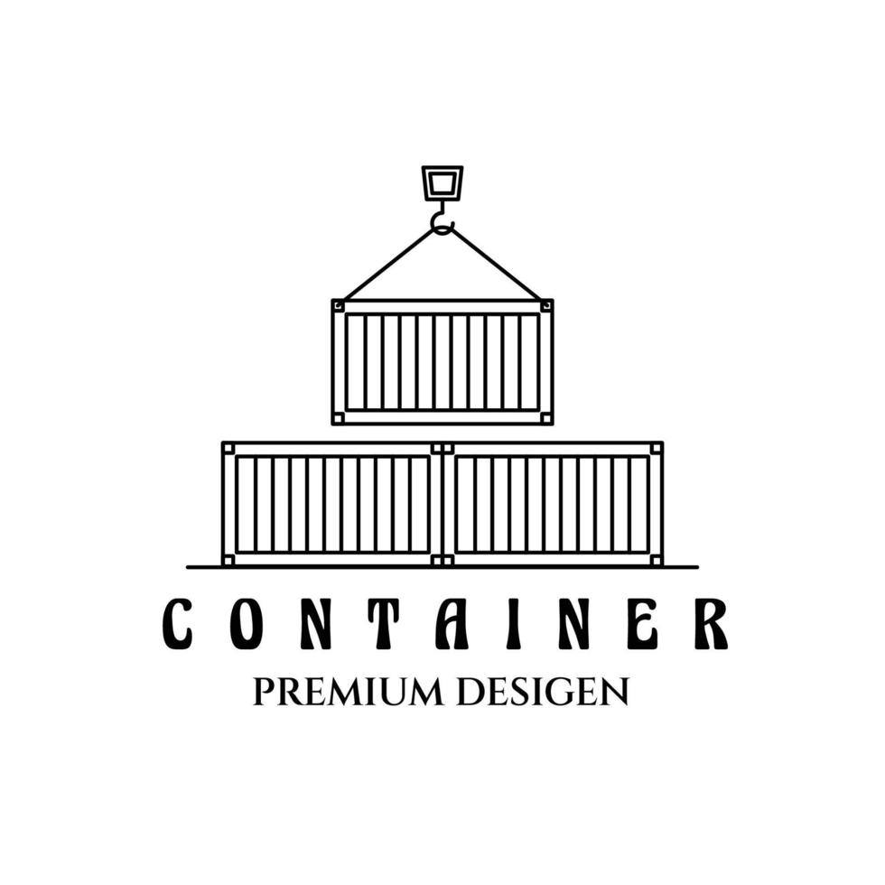 logotipo de ícone de arte de linha de contêiner logístico design de ilustração vetorial minimalista vetor