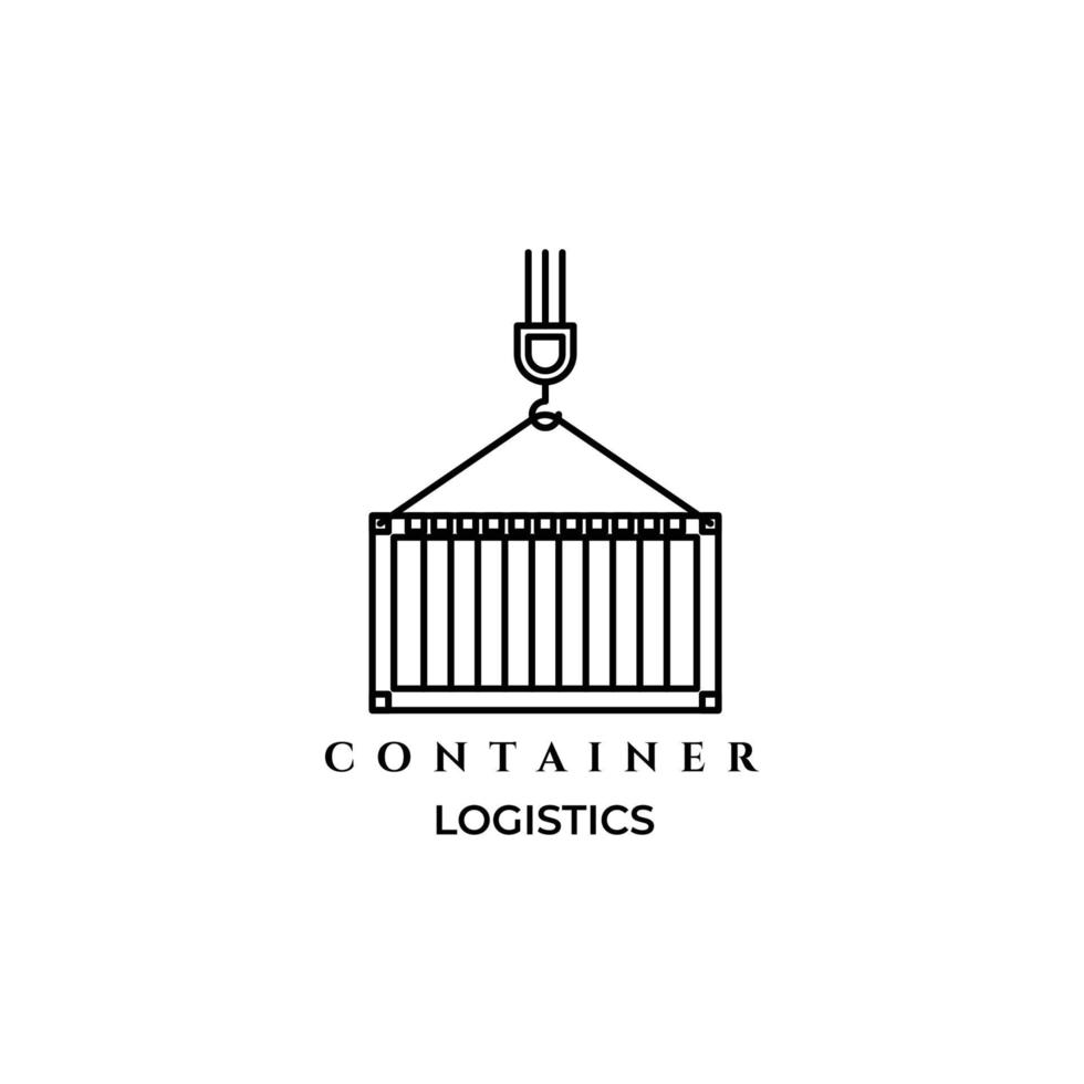 indústria para logotipo de ícone de arte de linha de contêiner logístico design de ilustração vetorial minimalista vetor