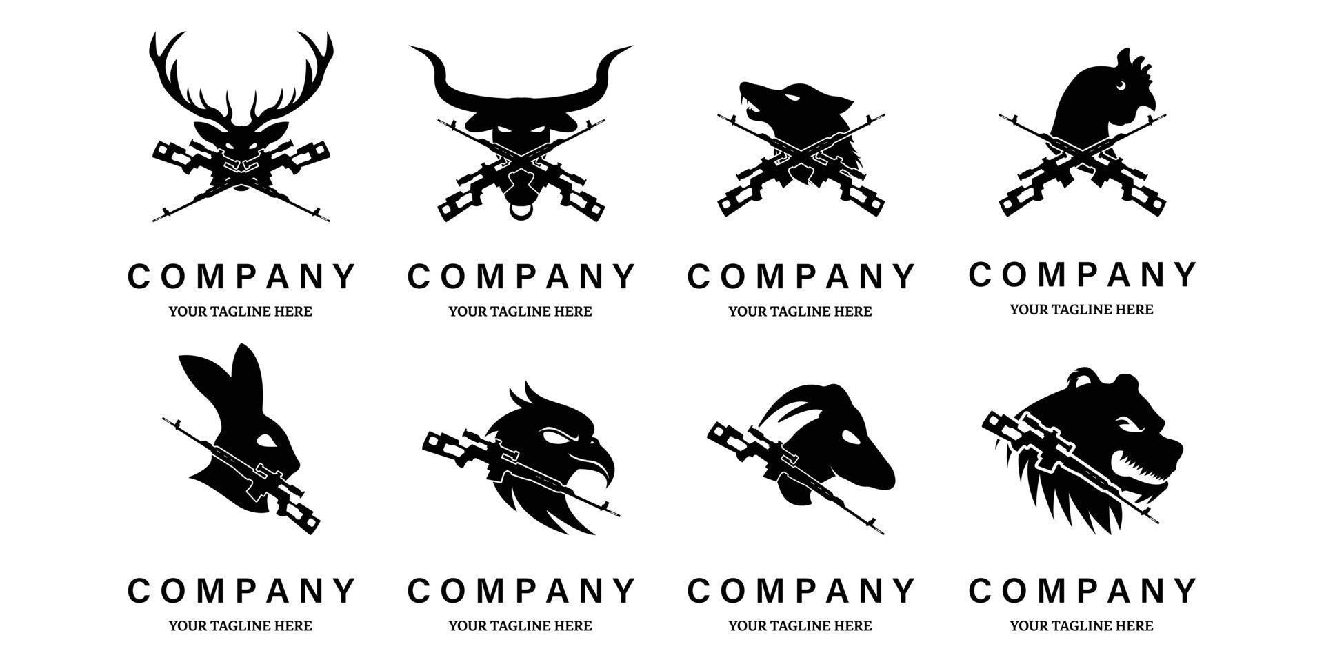 presa animal logotipo vintage ilustração vetorial design de ícone minimalista caçador vetor