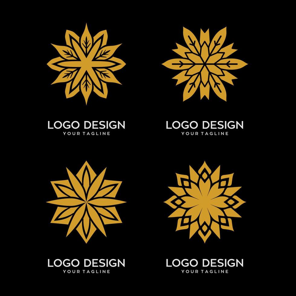 vetor de modelo de logotipo de flor de ouro abstrato