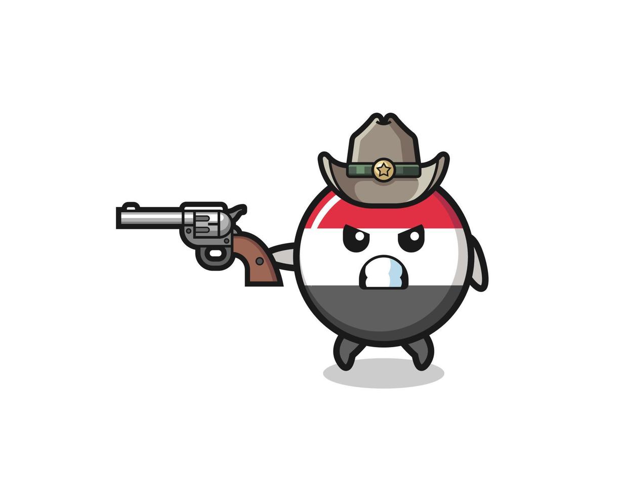 o cowboy de bandeira do iêmen atirando com uma arma vetor