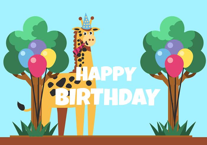 Feliz aniversário animal girafa vetor