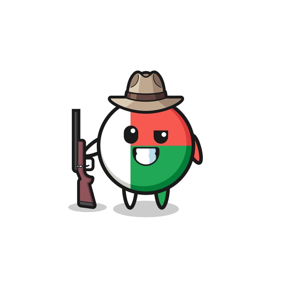 mascote caçador de bandeira de madagascar segurando uma arma vetor