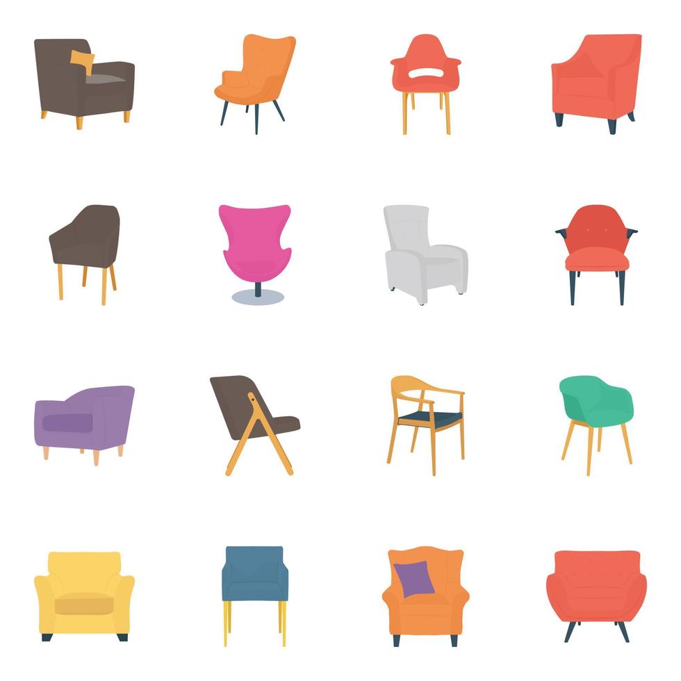 diferentes tipos de cadeiras vetor