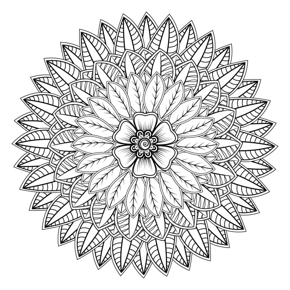 padrão circular em forma de mandala para henna, mehndi, tatuagem, decoração. ornamento decorativo em estilo oriental étnico. página do livro para colorir. vetor