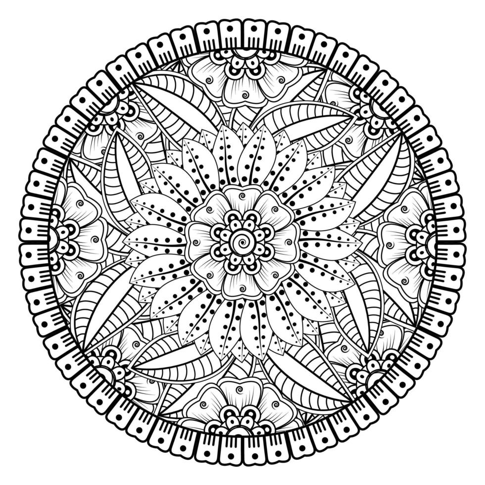 padrão circular em forma de mandala para henna, mehndi, tatuagem, decoração. ornamento decorativo em estilo oriental étnico. página do livro para colorir. vetor