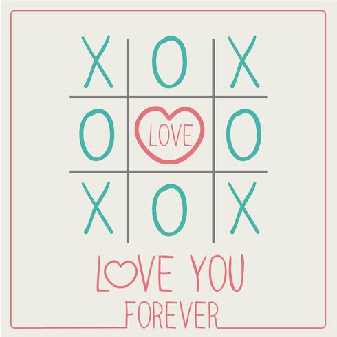 TE AMO PARA SEMPRE XOXO Happy Valentines day card Tipo de letra vetor