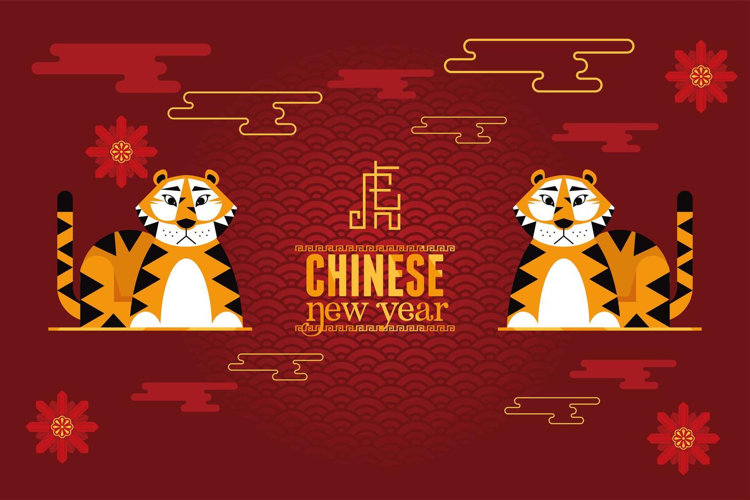 tigres do ano novo chinês vetor