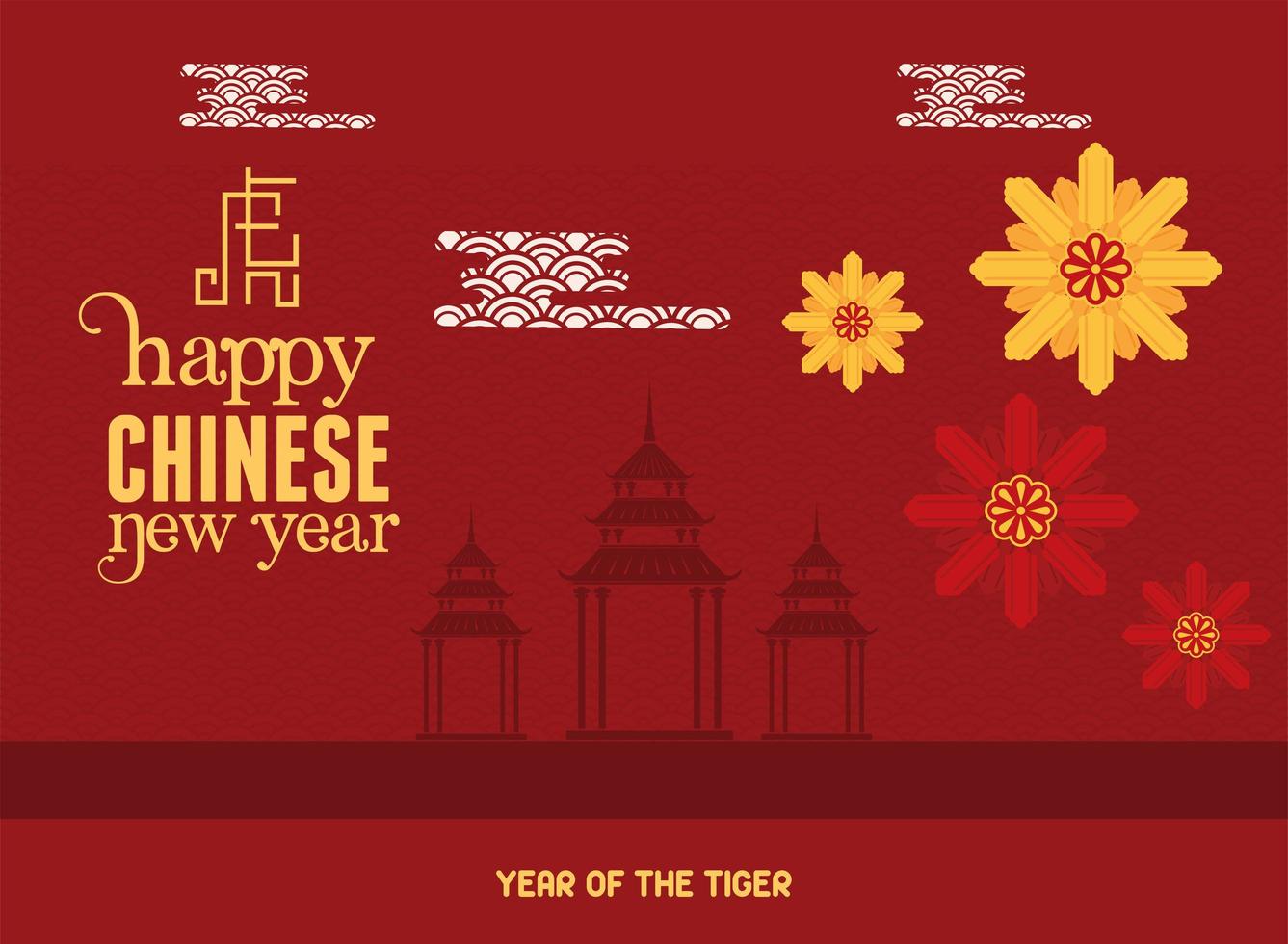 cartão vermelho de ano novo chinês vetor