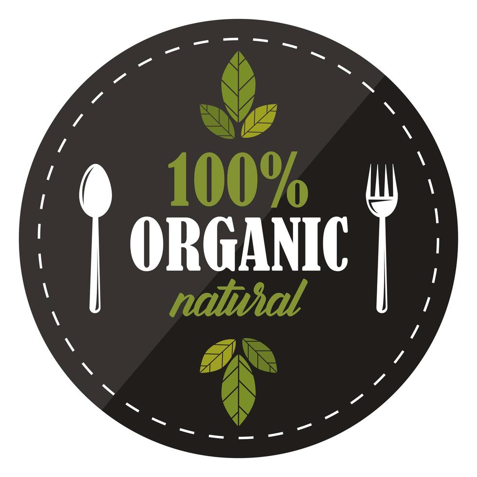 100 por cento de emblema natural orgânico vetor