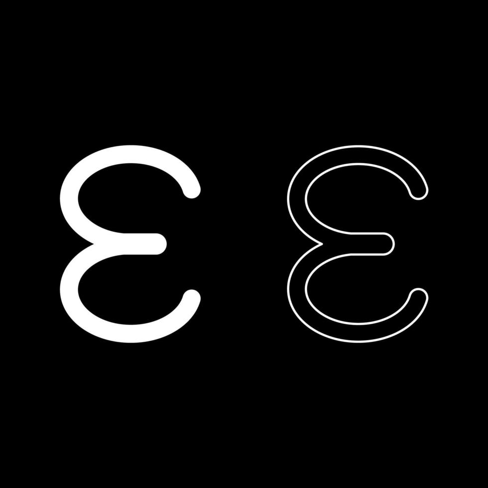 epsilon símbolo grego letra minúscula ícone de fonte contorno conjunto de ilustração vetorial de cor branca imagem de estilo plano vetor