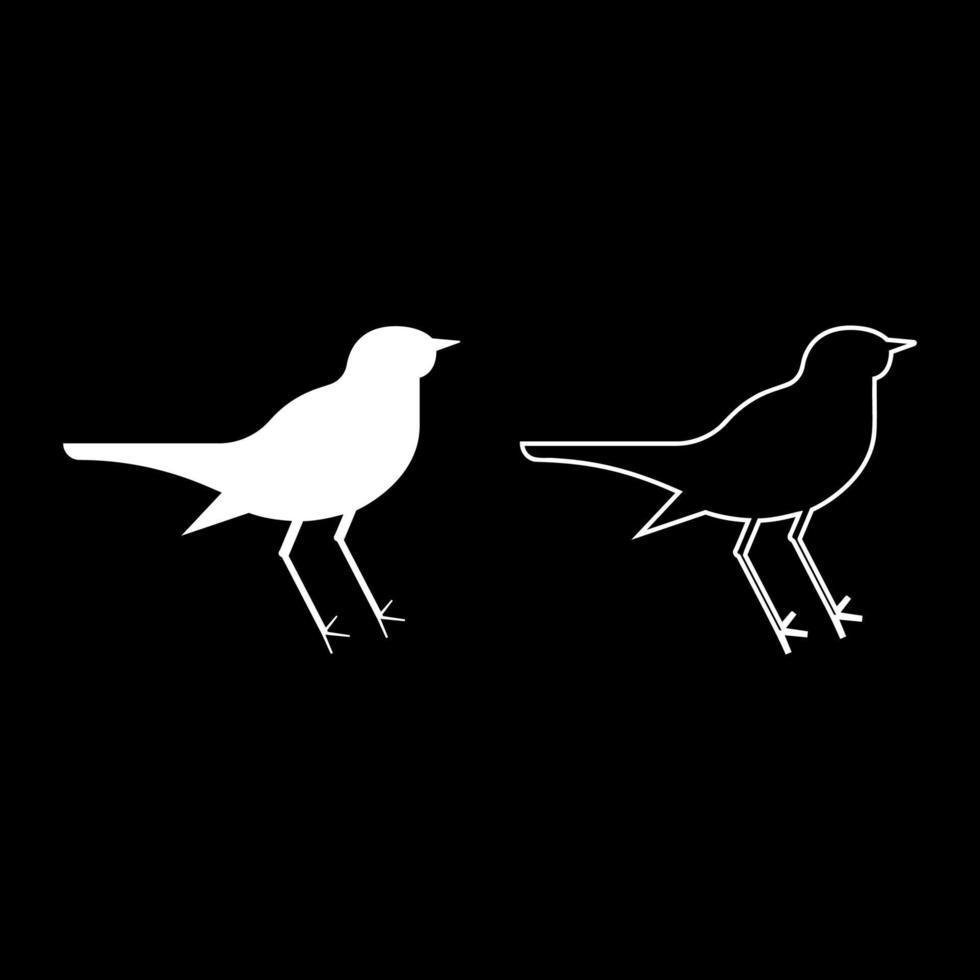 rouxinol luscinia pássaro silhueta ícone contorno conjunto imagem de estilo plano de ilustração vetorial de cor branca vetor