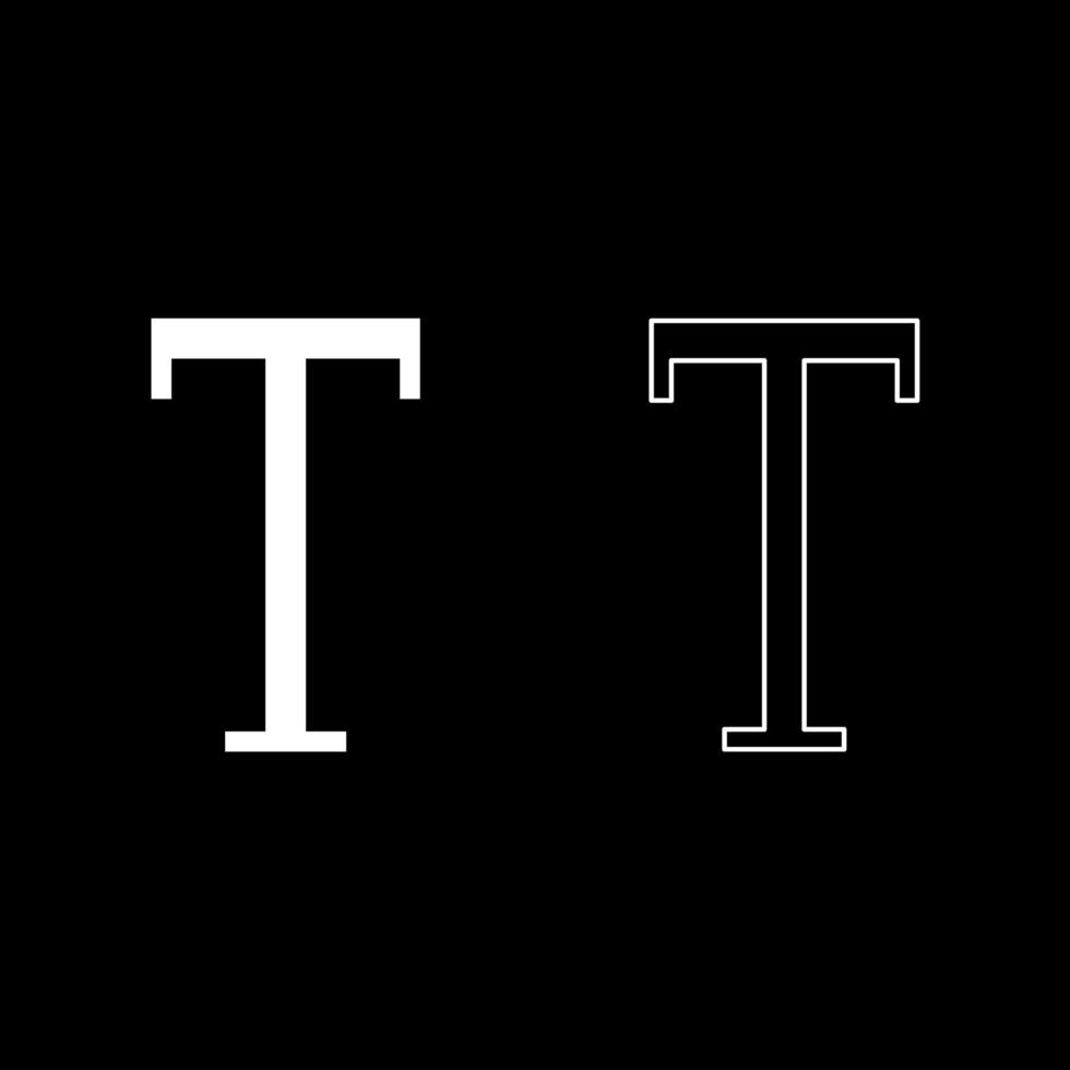 tau símbolo grego letra maiúscula fonte ícone contorno conjunto cor branca ilustração vetorial imagem de estilo plano vetor
