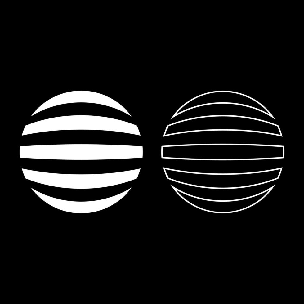 conceito de esfera listrada globo abstrato bola ícone contorno definir imagem de estilo plano de ilustração vetorial de cor branca vetor