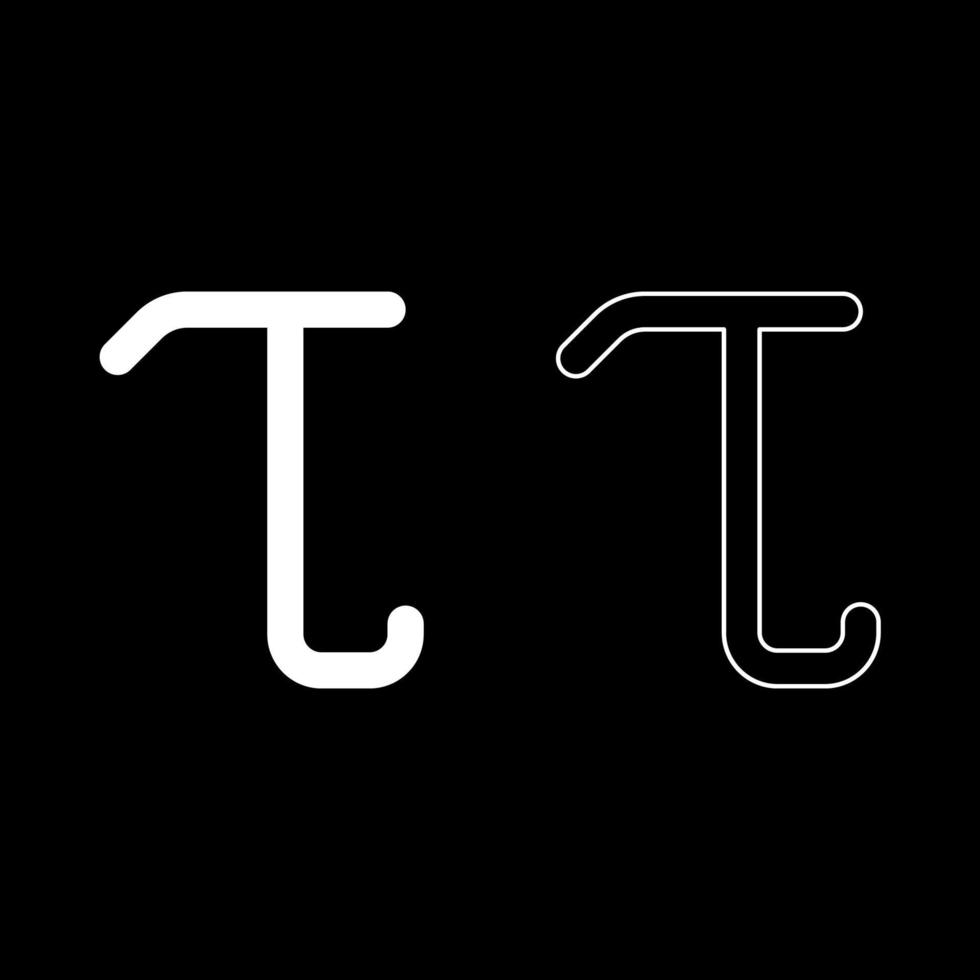 tau símbolo grego letras minúsculas fonte ícone contorno conjunto ilustração vetorial de cor branca imagem de estilo plano vetor