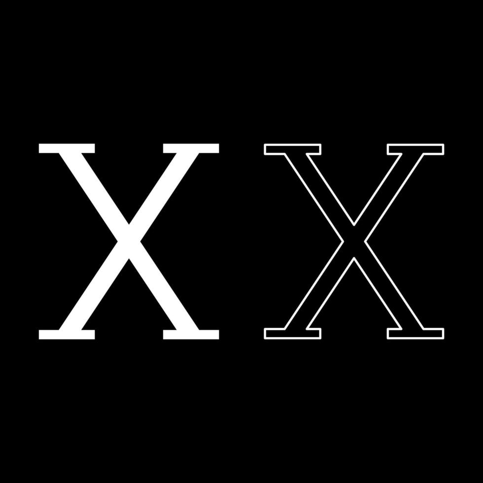 chi símbolo grego letra maiúscula fonte ícone contorno conjunto cor branca ilustração vetorial imagem de estilo plano vetor
