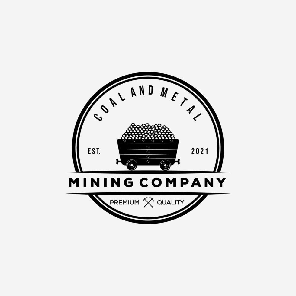 design de ilustração vetorial de logotipo de vagão de carvão de mineração vetor