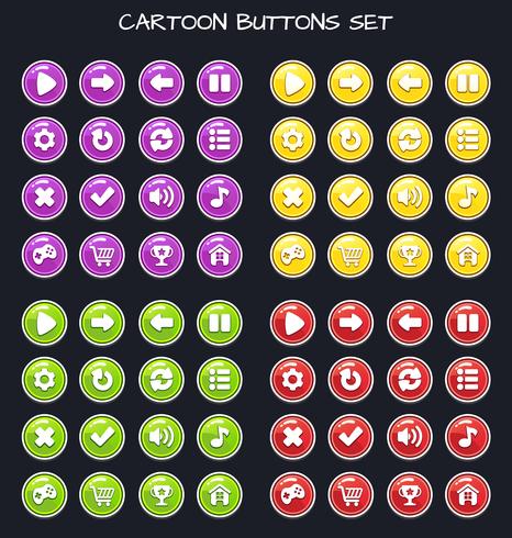 Botão de desenho animado conjunto pack de jogo, elemento GUI para jogo móvel vetor