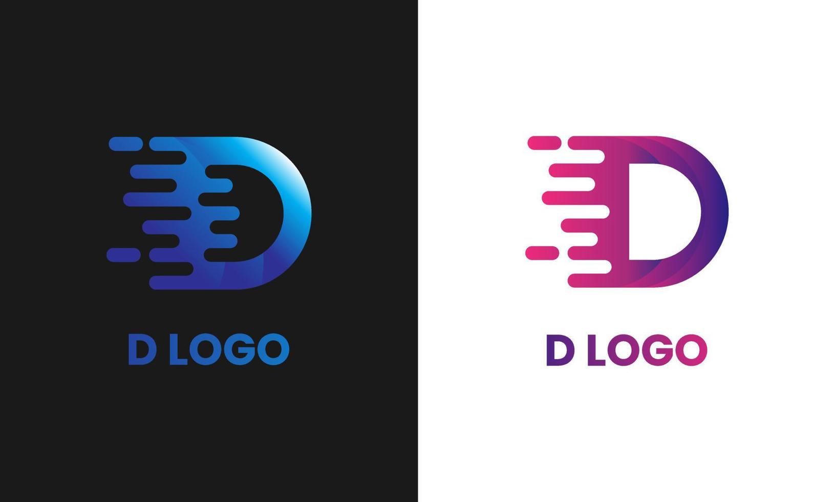 conjunto de logotipo da letra do alfabeto d, símbolo simples e moderno, estilo gradiente, semelhança de velocidade de movimento adequada para todos os tipos de negócios e marcas vetor